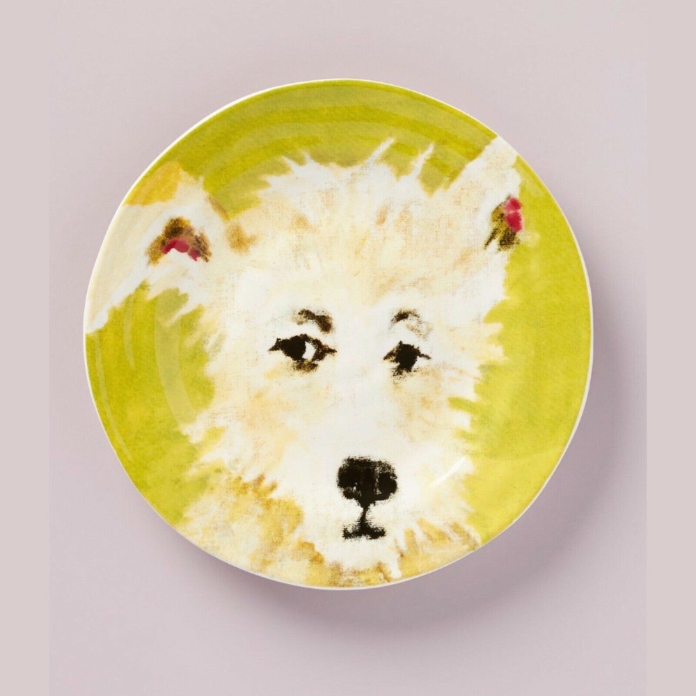 Anthropologie Plate Chipper Furry Friends Carole Atkins Dog Dessert‎ Side Salad